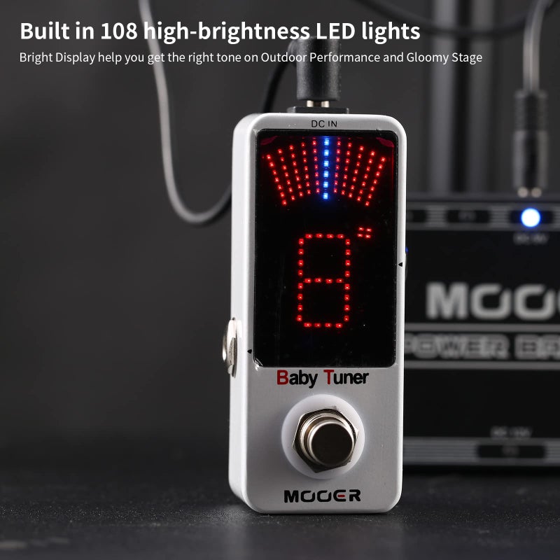 MOOER Tuner Pedal, Baby Tuner Guitar Pedal Mute Function Micro Tuner Tuning Pedal for Electric Instruments Electro-Acoustic Instruments - Image 2